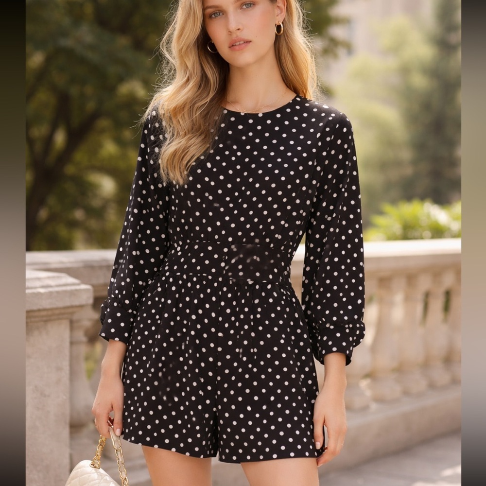 Zara Black and White Polka Dot Jumpsuit 51955
